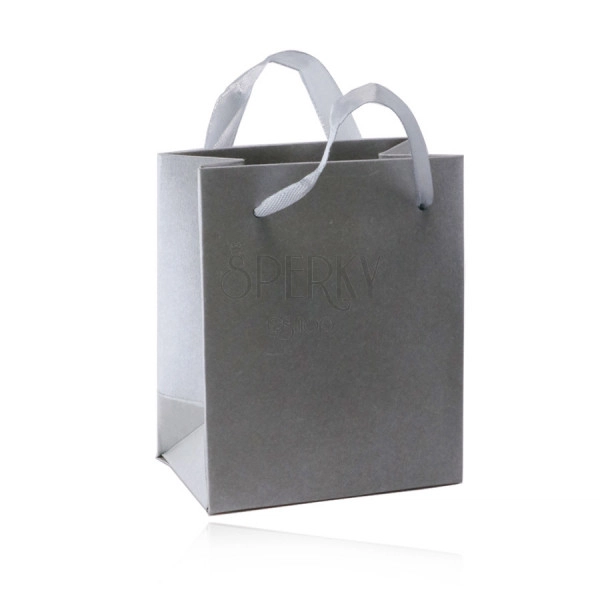 Papír ajándéktáska – ezüst színű, sima szatén felület