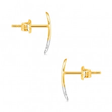 14K kombinált arany fülbevaló - kétszínű levél kivágásokkal