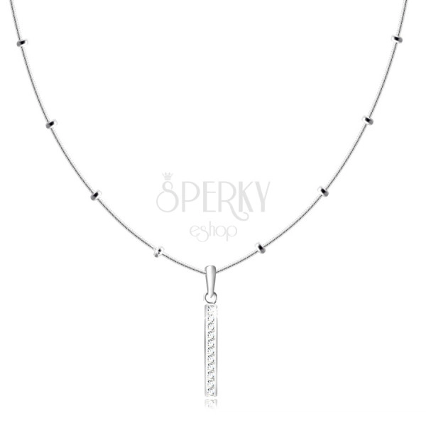925 Ezüst nyaklánc - kígyó mintás lánc, vékony téglalap alakú cirkóniákkal