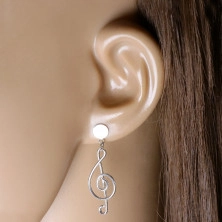 Beszúrós fülbevaló 925 ezüstből - zenei motívum, violinkulcs