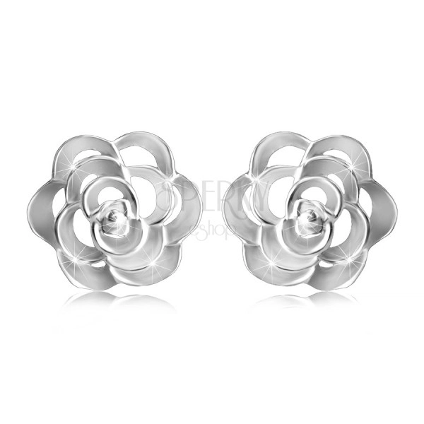 925 ezüst fülbevaló – kivágott rózsa szirmokkal, beszúrós fülbevaló