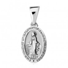 Kétoldalú 925 ezüst medál – ovális medalion Szűz Máriával, matt felület