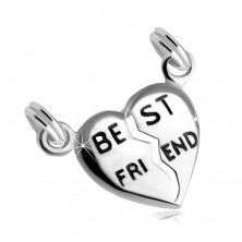 925 Ezüst dupla medál  kettéosztott szív"BEST FRIEND" felirattal