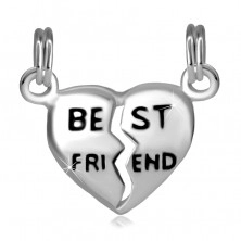 925 Ezüst dupla medál  kettéosztott szív"BEST FRIEND" felirattal