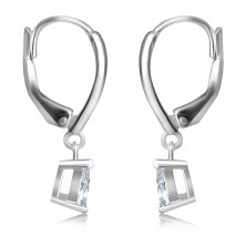 925 ezüst fülbevaló – csillogó könnycsepp-alakú cirkónia, patentos zárszerkezet