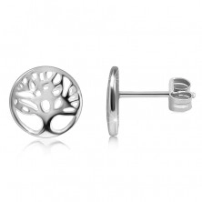 925 ezüst fülbevaló – életfa egy gyűrűben kivágással, fényes felület