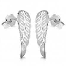 925 Ezüst fülbevaló - angyalszárnyak recézett, fényes felülettel, stekker zárral