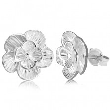 925 ezüst fülbevaló  - nyíló virág, szirmok, stekker zár