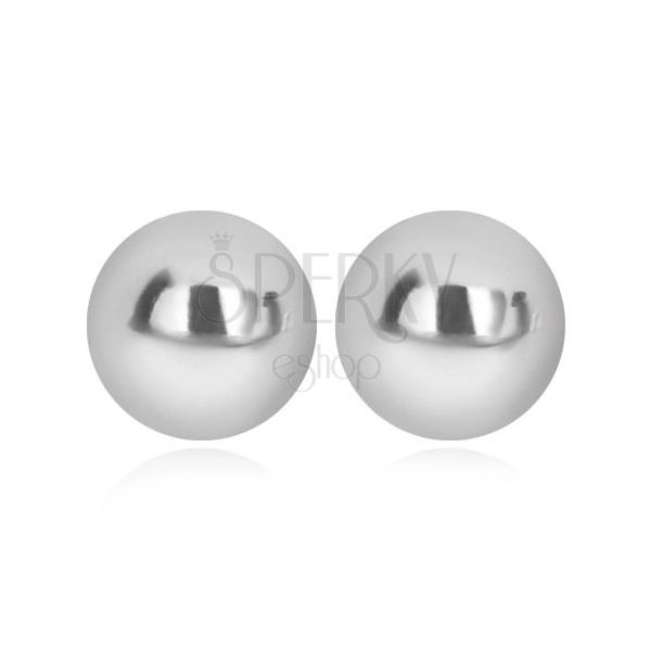 925 ezüst fülbevaló- egyszerű félgömb, tükörfényes felület, 8 mm-es