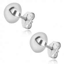 925 ezüst fülbevaló- egyszerű félgömb, tükörfényes felület, 8 mm-es