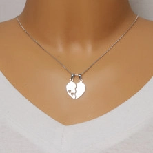 925 Ezüst kettős medál - hasított szív,két kicsi szív alakú kivágásával
