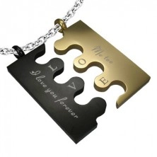 Minőségi acél medál - fekete és arany Puzzle