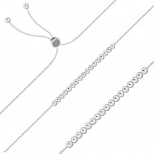 925 ezüst karkötő - négyszögletes láncszemekből álló lánc, tükörfényesre polírozott sima gyöngyökkel
