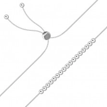 925 ezüst karkötő - négyszögletes láncszemekből álló lánc, tükörfényesre polírozott sima gyöngyökkel