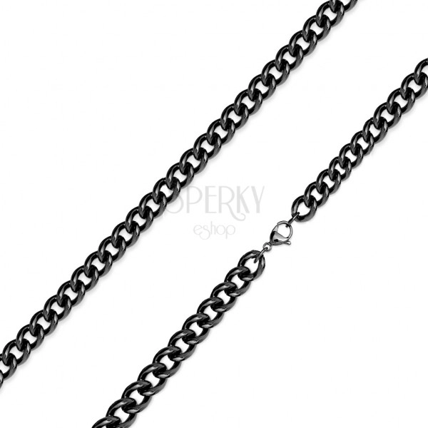 316L fekete acél lánc - csavart kerek láncszemek, PVD bevonat technológia, 4 mm