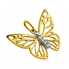Medál kombinált 14K aranyból - pillangószárnyak kivágásokkal, teste cirkóniából