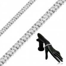 925 Ezüst karkötő - átlósan összekapcsolt kerek láncszemek, homár karom zár