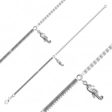 925 Ezüst karkötő - szögletes lánc, ovális láncszemek,csikóhallal