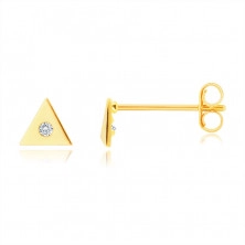 14K sárgaarany gyémánt fülbevaló - kicsi háromszög tiszta briliánssal