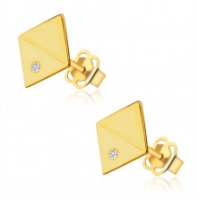 14K sárga arany gyémánt fülbevaló - átlós négyzetek , briliánsokkal