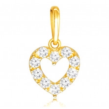 14K sárgaarany gyémánt medál - tiszta, szimmetrikus szív, briliáns kontúrral