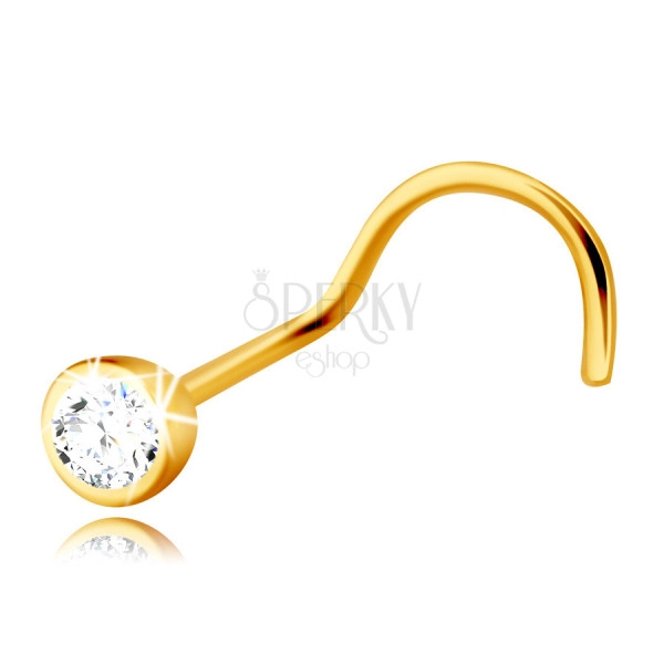 Gyémánt orr piercing  fénylő, 14K sárga arannyal szegélyezett- tiszta, csillogó, brilliáns