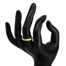 Gyémánt gyűrű 14K sárga aranyból - finom dekoratív bevágások, átlátszó briliáns, 1,5 mm