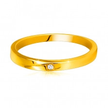 585 Sárga arany gyémánt gyűrű - kissé ferde vállal, tiszta briliánssal