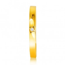 585 Sárga arany gyémánt gyűrű - kissé ferde vállal, tiszta briliánssal