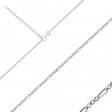 925 Ezüst nyaklánc - Figaro mintázattal, metszett, fényes szélekkel, 1,6 mm