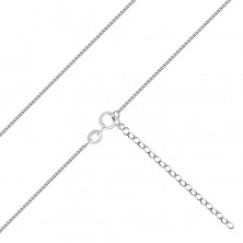 925 Ezüst lánc - sűrűn összekapcsolt négyzet alakú láncszemek, vastagsága 0,8 mm