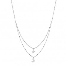 925 Ezüst nyaklánc - dupla lánc, csillag és félhold medállal