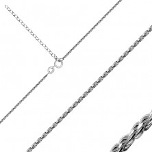 925 Ezüst nyaklánc - spirálisan sűrűn összekapcsolt fényes láncszemekből, rugós gyűrűzárral.