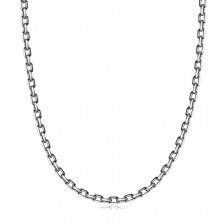 925 Ezüst nyaklánc - fényes ovális láncszemek, rugós gyűrűzár, 1,1 mm