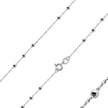 925 Ezüst nyaklánc - gyöngyök, kettős  láncszemek, rugós gyűrűzár.