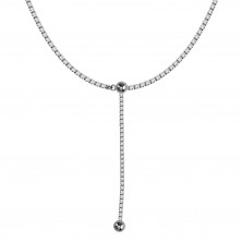 925 Ezüst nyaklánc, csúsztatható zárral - sűrűn összekapcsolt négyzet alakú láncszemekkel, fényes gyöngyökkel