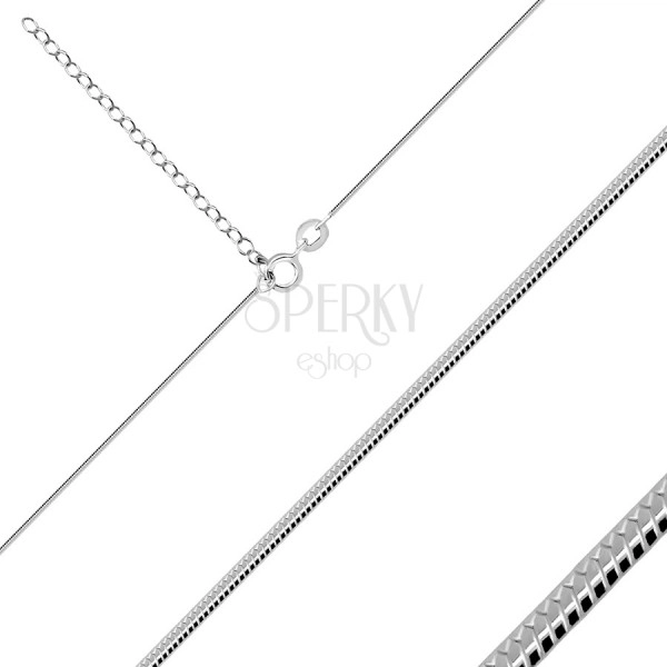Vékony 925 ezüst lánc - sima kígyóbőr motívum, szélesség 1 mm