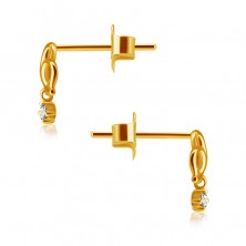 Gyémánt fülbevaló 14K sárga aranyból - kettős hurok, átlátszó, briliáns