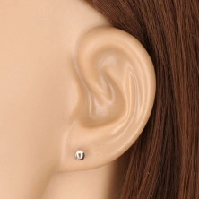 Stekkeres fülbevalók fehér 14K aranyból - egyszerű fényes gömb, 4 mm