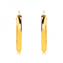 Arany kerek fülbevalók 14K aranyból - vékony kerek vállak, sima, fényes felület, 13 mm