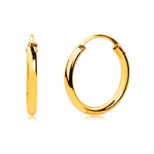 Arany kerek fülbevalók 14K aranyból - vékony kerek vállak, sima, fényes felület, 13 mm