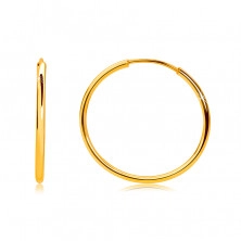 Arany karika fülbevalók 14K aranyból - vékony, lekerekített vállak, fényes felület, 17 mm