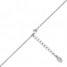 Acél nyaklánc - nagy körvonallal kristályokkal, lapos körrel, ezüst színű medálokkal