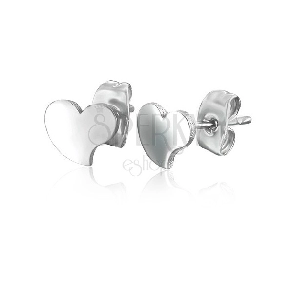 Fülbevaló acélból ezüst színben - aszimmetrikus szív