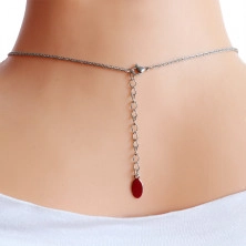 Acél nyaklánc - gyűrű görög mintával, gyöngyházfényű gyöngyökkel