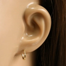 Kis karika fülbevaló 14K aranyból - vékony négyszögletes vállak, fényes felület, 10 mm