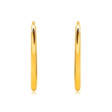 Arany fülbevaló 14K aranyból, karika, kerek vállak, sima és fényes felület, 15 mm