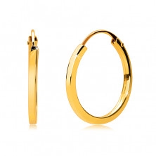Arany kerek fülbevalók 585 aranyból - vékony szögletes vállak, sima, fényes felület,14 mm