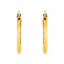 Arany kerek fülbevalók 585 aranyból - vékony szögletes vállak, sima, fényes felület,14 mm