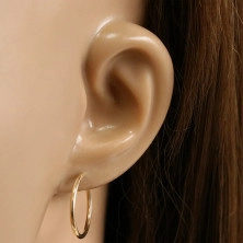 Arany karika fülbevaló 14K aranyból - lekerekített vállak, sima és fényes felület, 18 mm